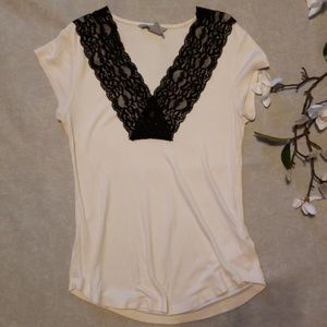White top with black lace